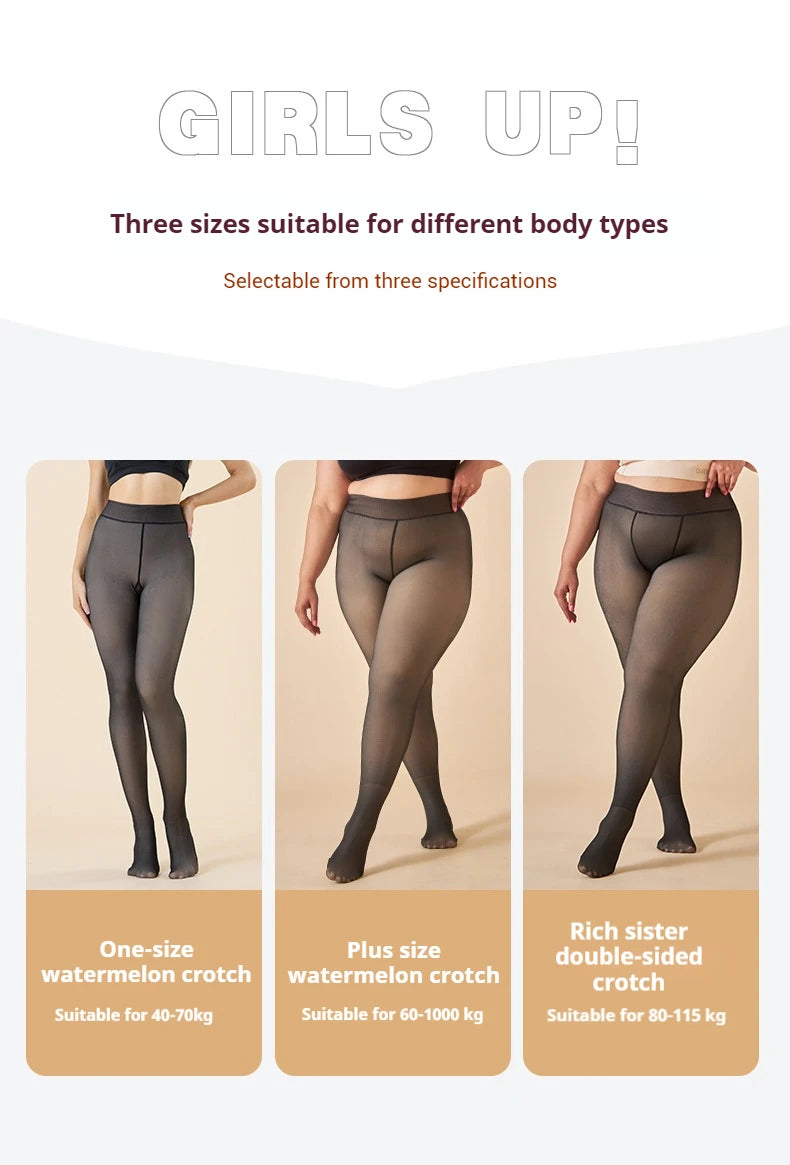 Thicken Thermal Stockings For Women Winter Velvet High Waist Elastic Sexy Translucent Pantyhose Female Thermal Tights Leggings