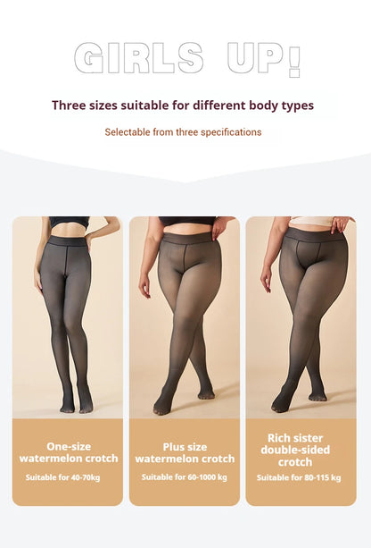 Thicken Thermal Stockings For Women Winter Velvet High Waist Elastic Sexy Translucent Pantyhose Female Thermal Tights Leggings